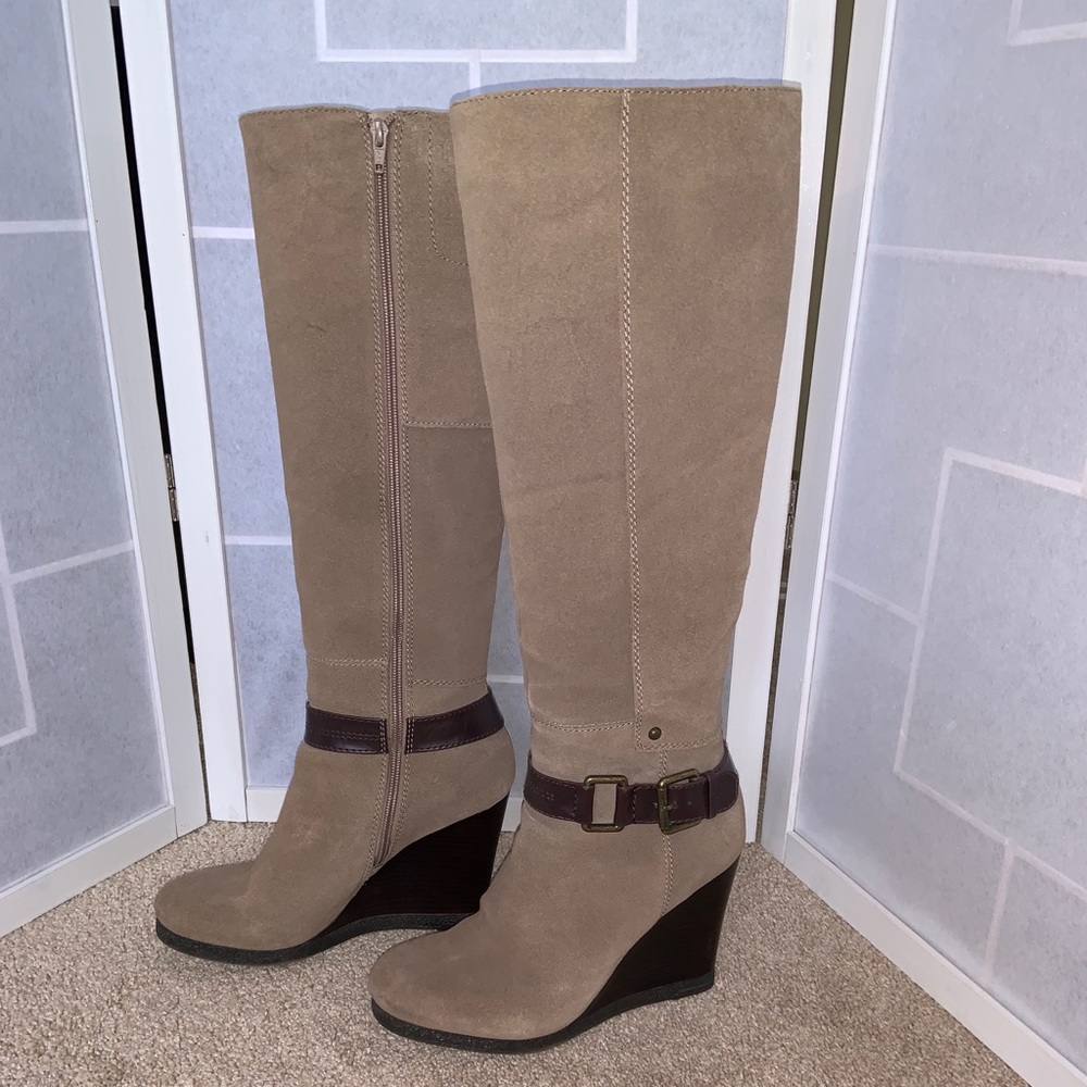 Nine West Suede Leather Wedge Boot